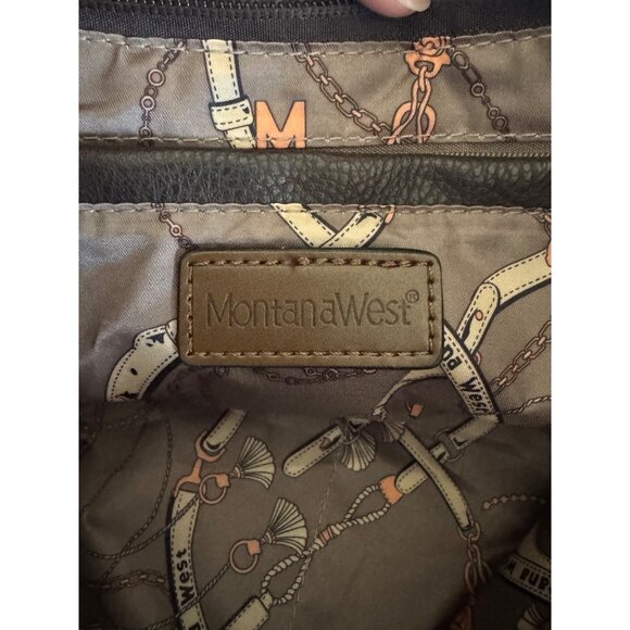 Montana West Brown Faux Leather Tote Bag With Decorative Stitching NWOT - Picture 3 of 8